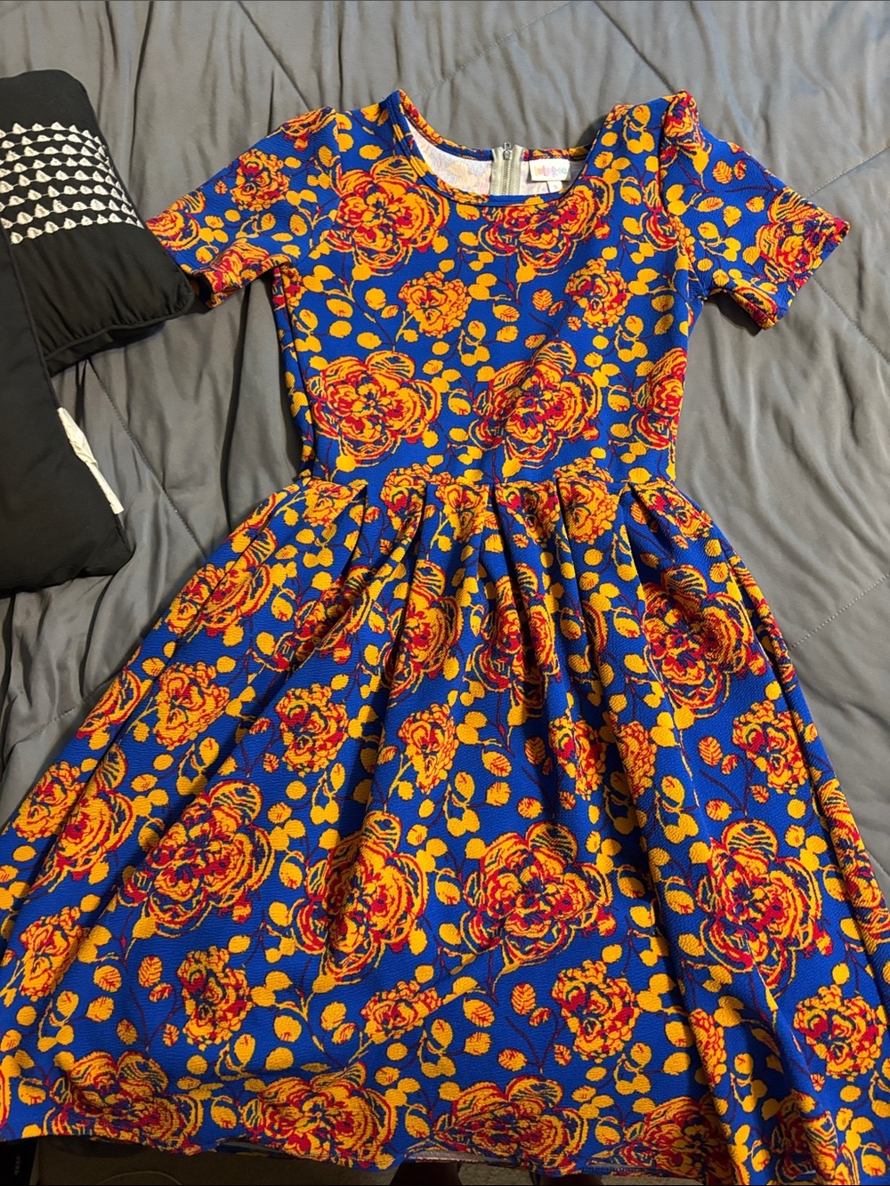LuLaRoe Blue Dress with Orange Floral Print